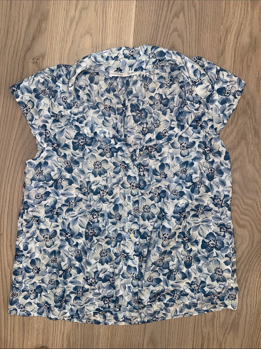 GREAT Floral Button-Front Women’s Blouse - Blue/White